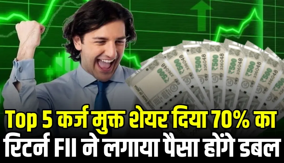 Top 5 कर्ज मुक्त Smallcap Stocks दिया 70% का रिटर्न FII ने लगाया पैसा होंगे डबल